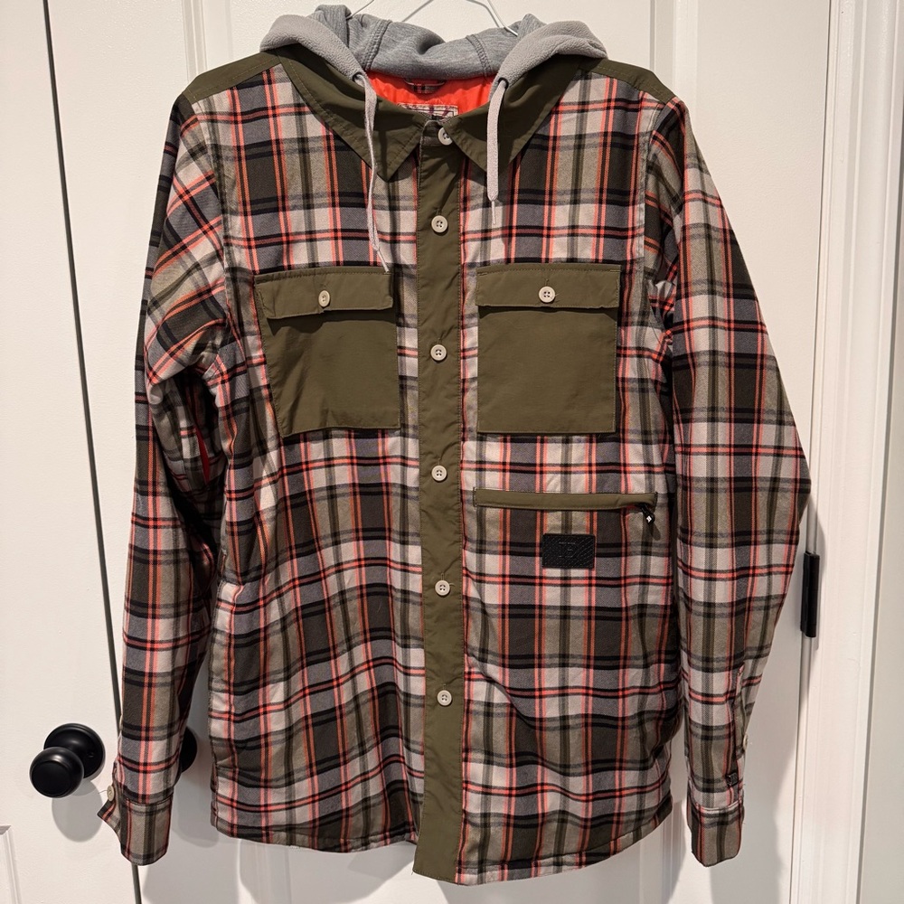 Burton B Restricted Snowboard Jacket – Plaid Hooded Insulated – Men’s M